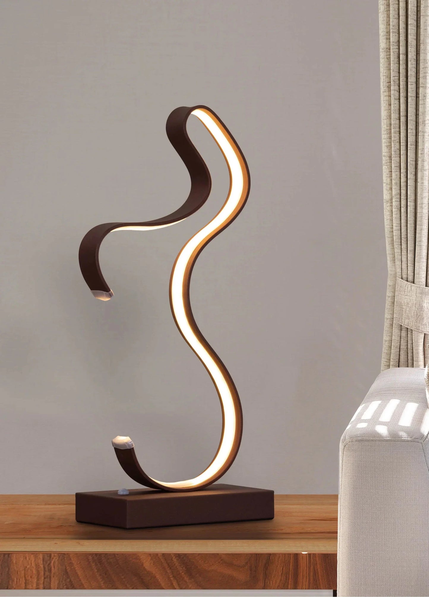 Brown, Dimmable LED with Remote Control) Table Lamp